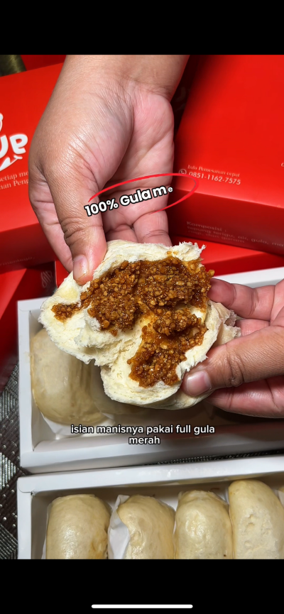 Roti kukus biasa Isi Gulamerah+kacang